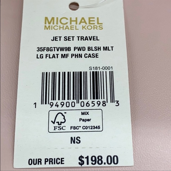 MICHAEL KORS LARGE FLAT MF PHONE CASE POWDER BLUSH WALLET - WRISTLET - Picture 13 of 16